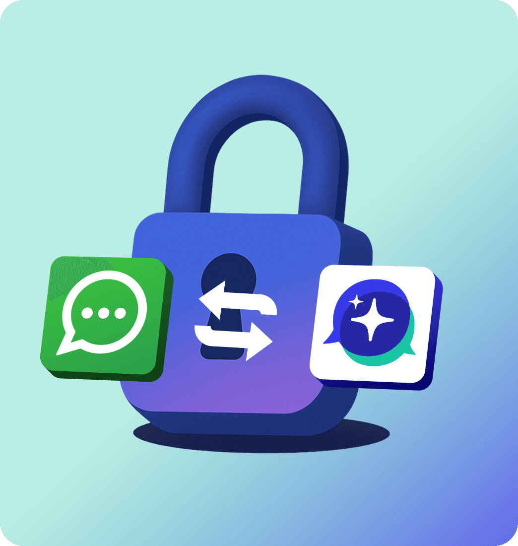 A secure padlock connecting WhatsApp and WhatLingo